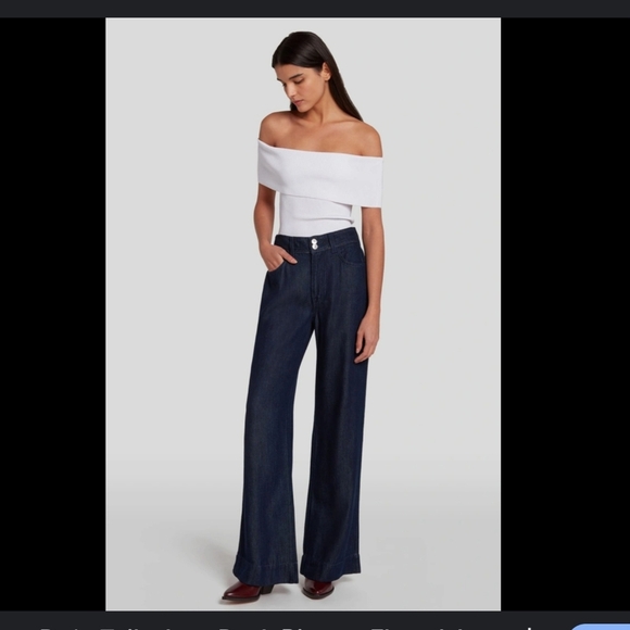 7 For All Mankind Modern Dojo Trouser Jeans Wide Leg High Rise Blue Size 27 - Picture 1 of 11